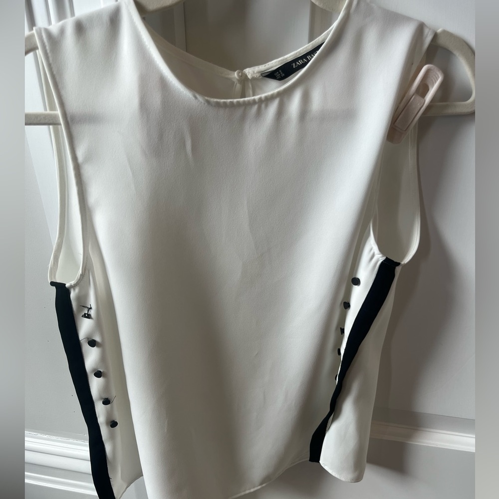 Zara size small white work blouse with black detail on the sides